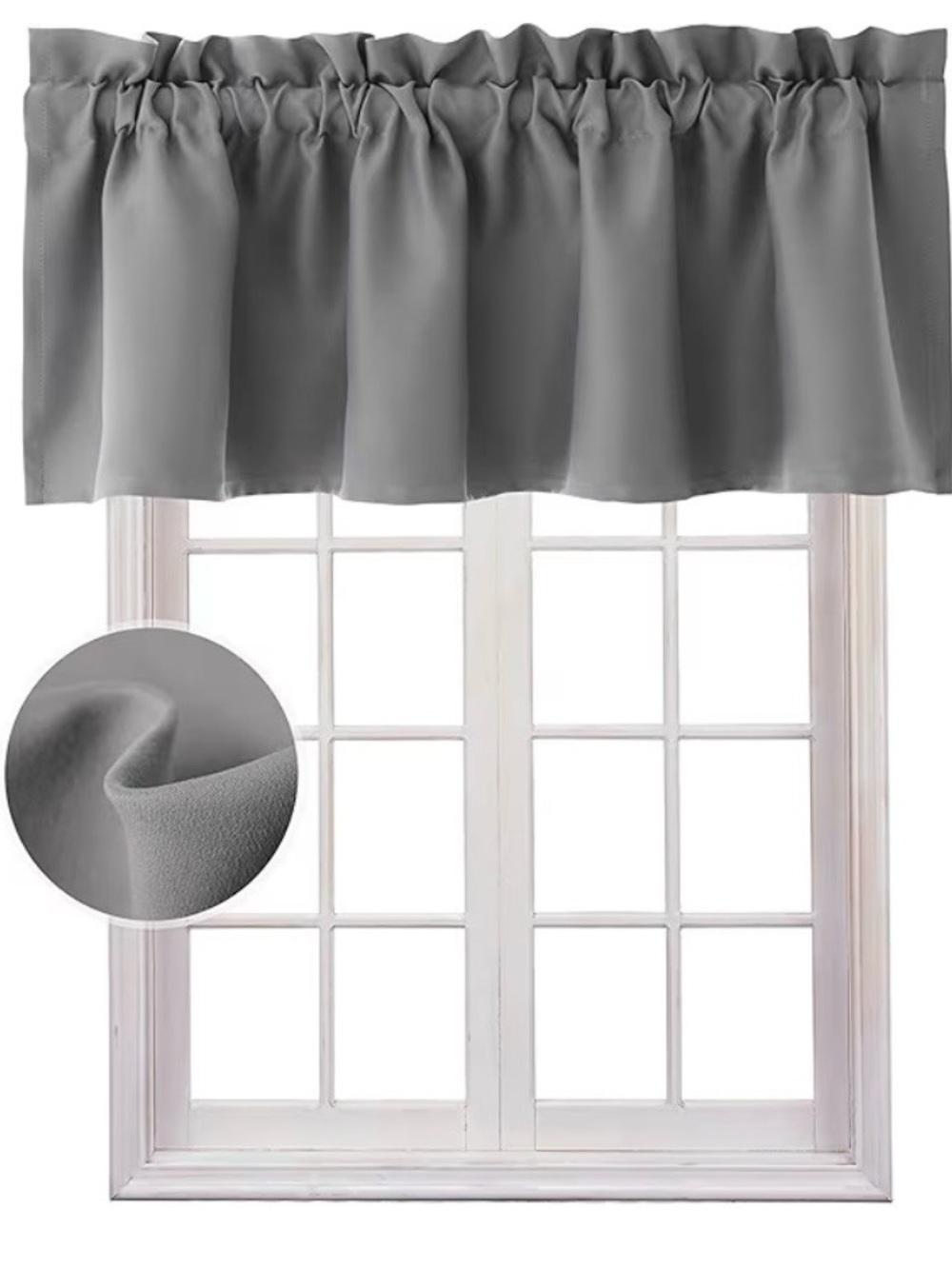 Gray Window Valance Curtain - Soft Solid Color